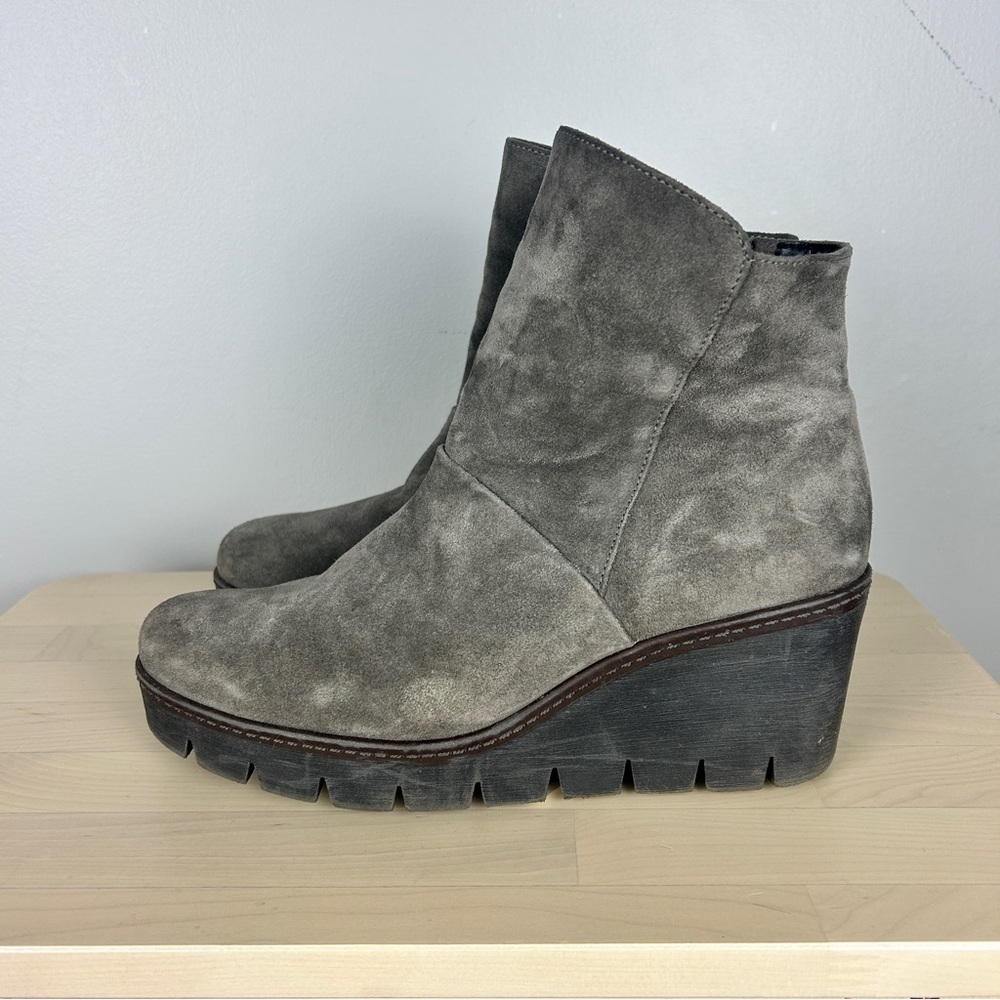 GABOR‎ Pepper Suede Wedge Ankle Boots Sz 7 (UK5) Grey Platform Comfort Quality